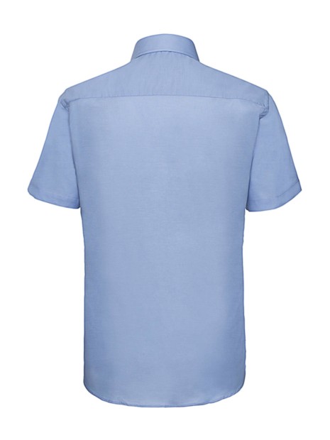 Chemises à personnaliser RUSSELL Chemise oxford cintrée manches courtes homme bleu oxford