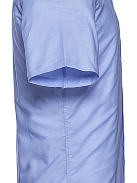 Chemises à personnaliser RUSSELL Chemise oxford cintrée manches courtes homme bleu oxford