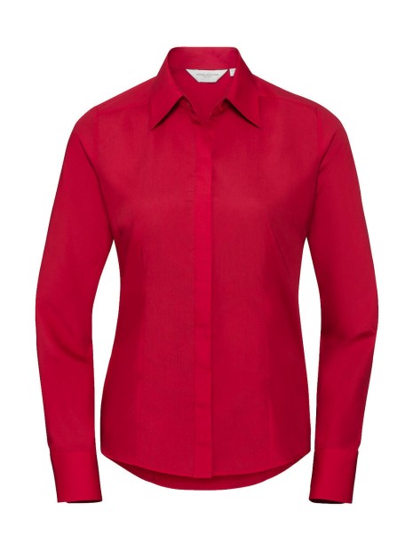 RUSSELL Ladies' LS Fitted Poplin Shirt rouge classique personnalisable