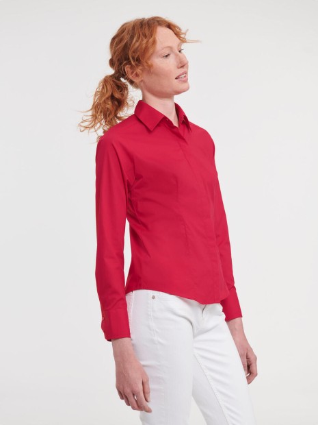 Chemises à personnaliser RUSSELL Ladies' LS Fitted Poplin Shirt 