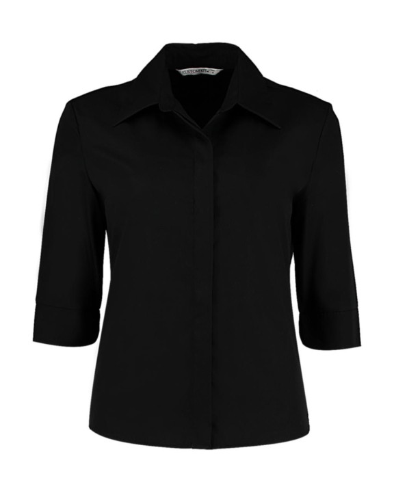 Hemd KUSTOM KIT Women's Tailored Fit Continental Blouse 3/4 Sleeve voor bedrukking &amp; borduring