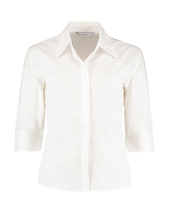Hemd KUSTOM KIT Women's Tailored Fit Continental Blouse 3/4 Sleeve voor bedrukking &amp; borduring