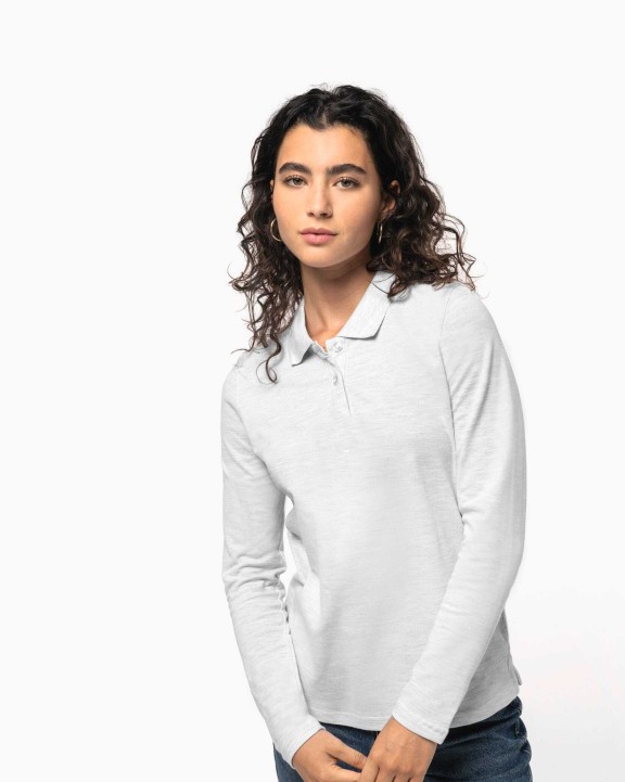 KARIBAN Damen Piqué Poloshirt Langarm Poloshirt personalisierbar