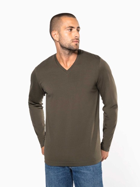 T-Shirts à personnaliser KARIBAN T-shirt col V manches longues homme 