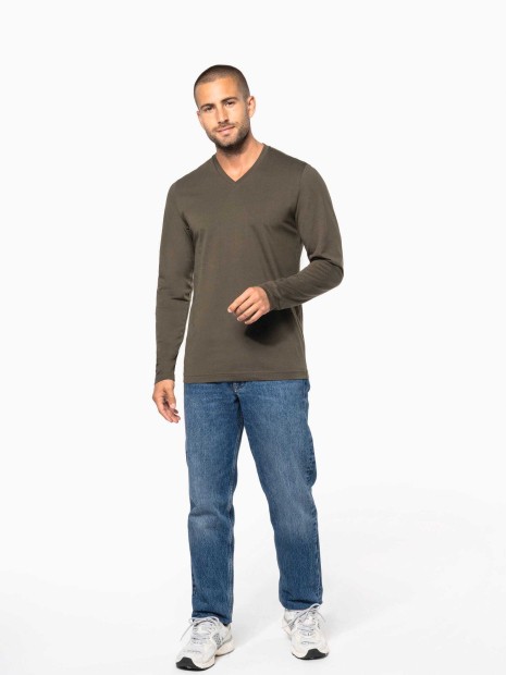 T-Shirts à personnaliser KARIBAN T-shirt col V manches longues homme 