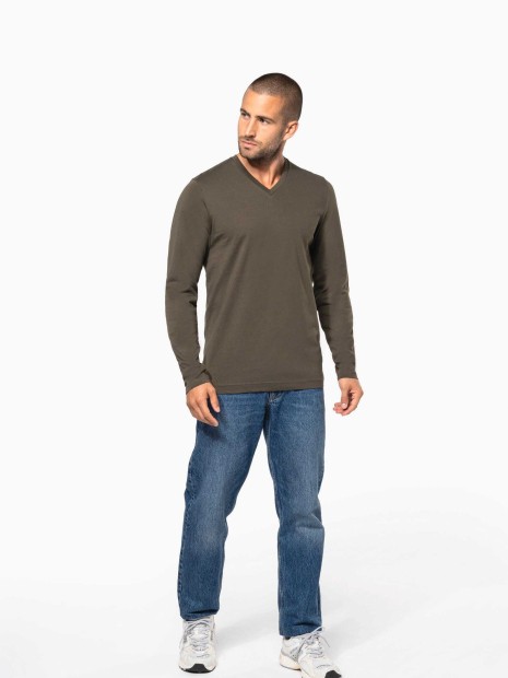 T-Shirts à personnaliser KARIBAN T-shirt col V manches longues homme 