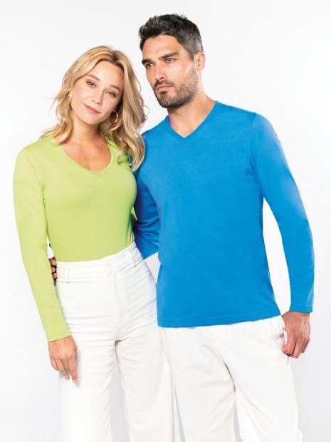 T-Shirts à personnaliser KARIBAN T-shirt col V manches longues femme 