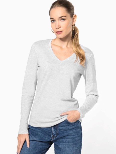T-Shirts à personnaliser KARIBAN T-shirt col V manches longues femme 