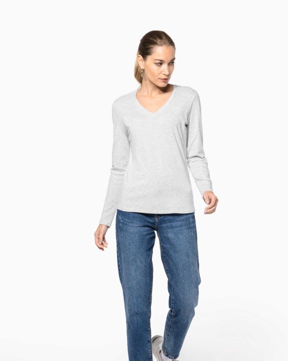T-shirt personnalisable KARIBAN T-shirt col V manches longues femme