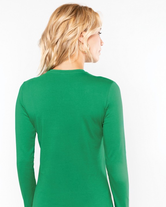 T-shirt KARIBAN Dames T-shirt ronde hals lange mouwen voor bedrukking &amp; borduring