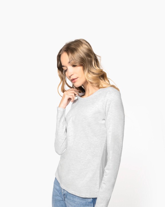 T-shirt KARIBAN Dames T-shirt ronde hals lange mouwen voor bedrukking &amp; borduring