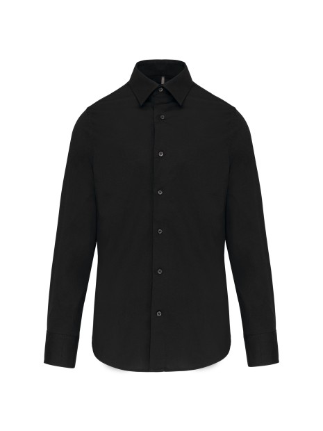KARIBAN Chemise coton / élasthanne manches longues homme noir personnalisable