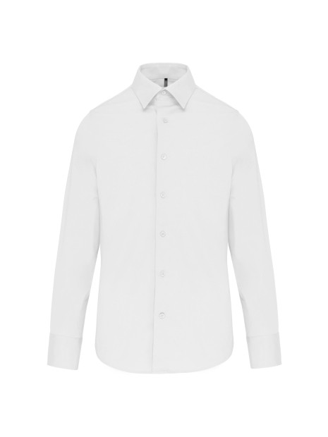 KARIBAN Chemise coton / élasthanne manches longues homme blanc personnalisable