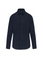 KARIBAN Chemise coton / élasthanne manches longues homme bleu marine personnalisable