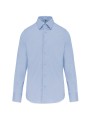 KARIBAN Chemise coton / élasthanne manches longues homme bleu clair personnalisable