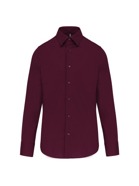 KARIBAN Chemise coton / élasthanne manches longues homme vin personnalisable