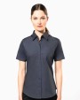 KARIBAN Damen Stretchbluse Kurzarm Hemd personalisierbar