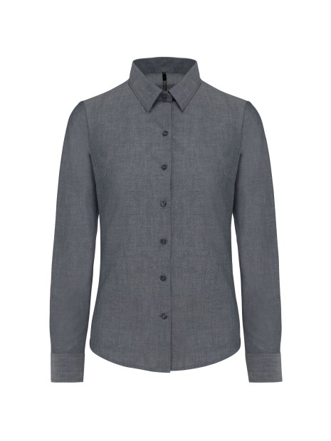 KARIBAN Chemise Oxford manches longues femme Oxford Shadow Navy personnalisable