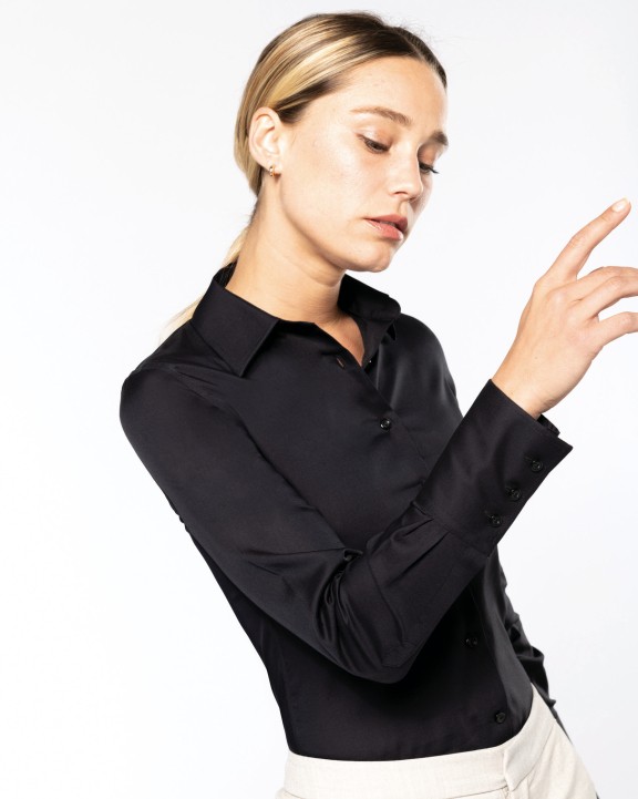Hemd KARIBAN Dames non-iron blouse lange mouwen voor bedrukking &amp; borduring