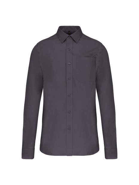 KARIBAN Chemise popeline manches longues zinc personnalisable