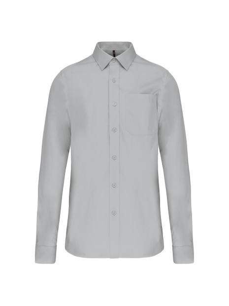 KARIBAN Chemise popeline manches longues snow grey personnalisable