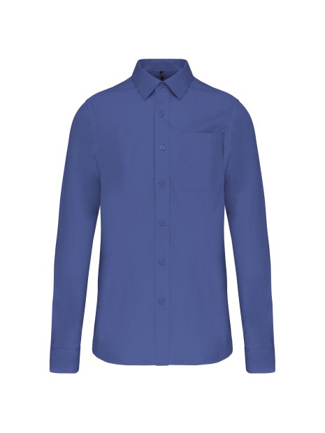 KARIBAN Chemise popeline manches longues cobolt blue personnalisable