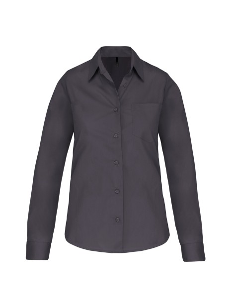 KARIBAN Chemise popeline manches longues femme zinc personnalisable