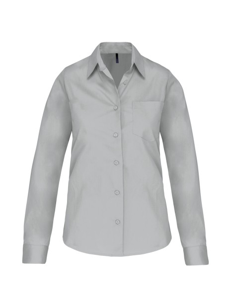 KARIBAN Chemise popeline manches longues femme snow grey personnalisable