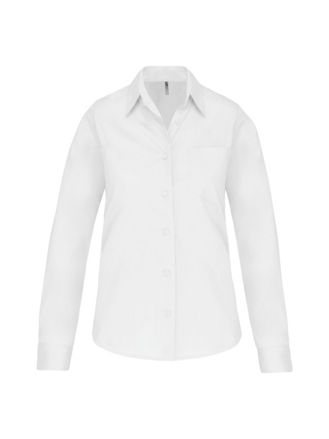 KARIBAN Chemise popeline manches longues femme blanc personnalisable