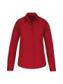 KARIBAN Chemise popeline manches longues femme rouge classique personnalisable
