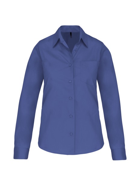 KARIBAN Chemise popeline manches longues femme cobolt blue personnalisable