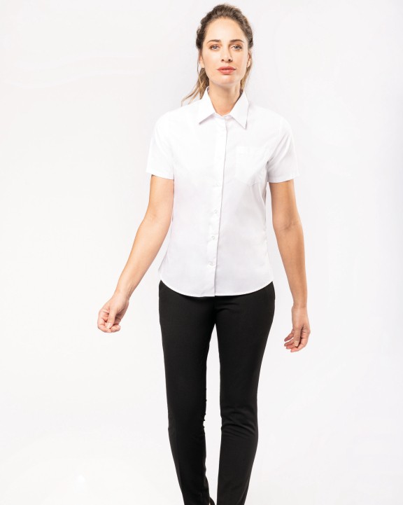 Hemd KARIBAN Dames Poplin Blouse Korte Mouwen voor bedrukking &amp; borduring