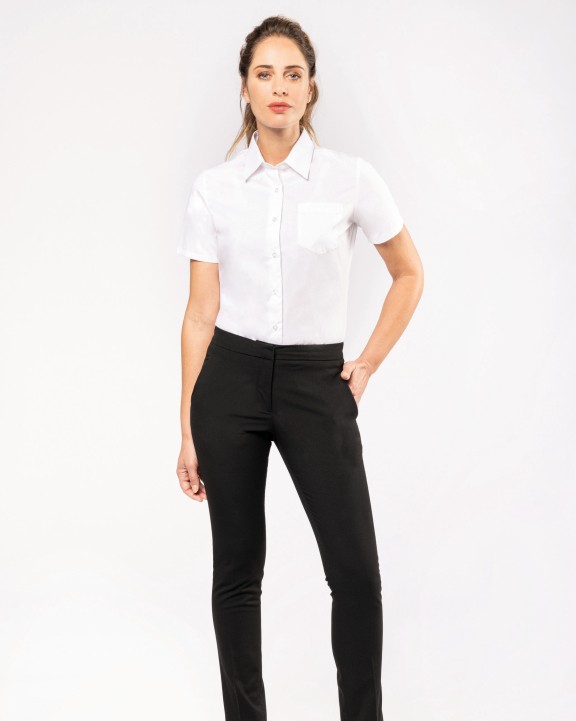 Hemd KARIBAN Dames Poplin Blouse Korte Mouwen voor bedrukking &amp; borduring
