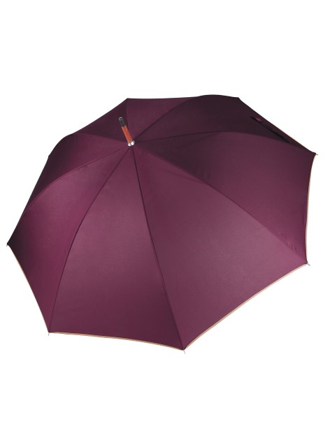 KIMOOD Parapluie mât en bois bordeau/beige personnalisable