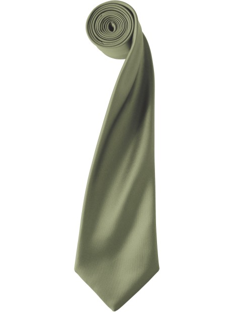 PREMIER Cravate en satin "Colours" GREEN OLIVE personnalisable