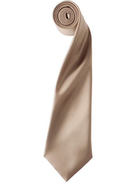 PREMIER Cravate en satin "Colours" KHAKI-BEIGE personnalisable
