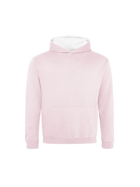 AWDIS KIDS VARSITY HOODIE baby pink/arctic white personnalisable