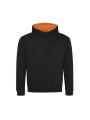 AWDIS KIDS VARSITY HOODIE Jet Black/Orange Crush personnalisable