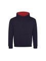 AWDIS KIDS VARSITY HOODIE New French Navy/Fire Red personnalisable