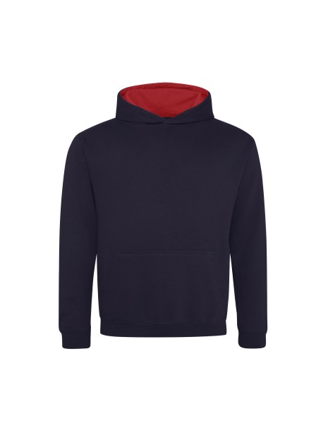 AWDIS KIDS VARSITY HOODIE New French Navy/Fire Red personnalisable
