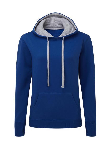 SG CLOTHING Contrast Hooded Sweatshirt Women bleu royal/light oxford personnalisable