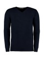 KUSTOM KIT Classic Fit Arundel V Neck Sweater bleu marine personnalisable