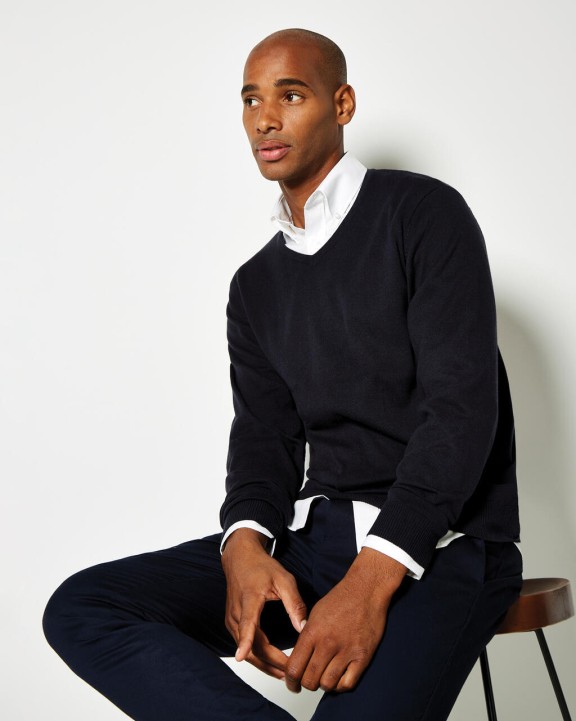 KUSTOM KIT Classic Fit Arundel V Neck Sweater Pullover personalisierbar