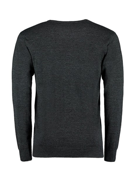 KUSTOM KIT Classic Fit Arundel V Neck Sweater graphite personnalisable
