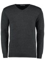 KUSTOM KIT Classic Fit Arundel V Neck Sweater graphite heather personnalisable