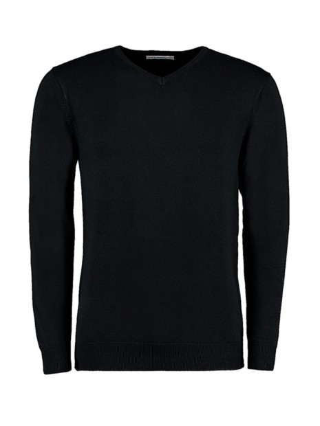 KUSTOM KIT Classic Fit Arundel V Neck Sweater noir personnalisable
