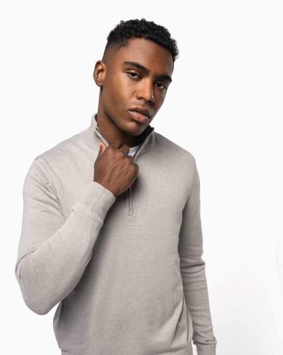 KARIBAN Herrenpullover mit 1/4-Reißverschluss Pullover personalisierbar