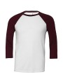 BELLA-CANVAS UNISEX 3/4 SLEEVE BASEBALL TEE white/maroon personnalisable