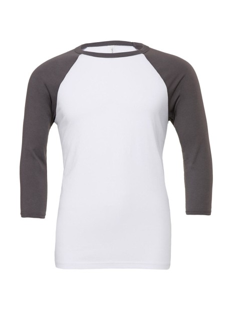 BELLA-CANVAS UNISEX 3/4 SLEEVE BASEBALL TEE white/deep heather personnalisable