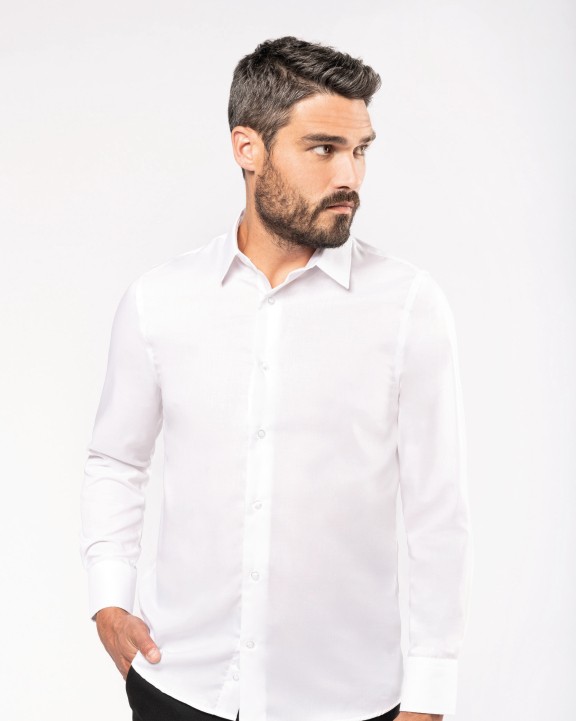 Hemd KARIBAN Getailleerd heren non-iron overhemd lange mouwen voor bedrukking &amp; borduring